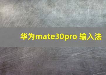 华为mate30pro 输入法